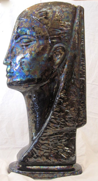 Ceramic Cubism Sculpture in Profile