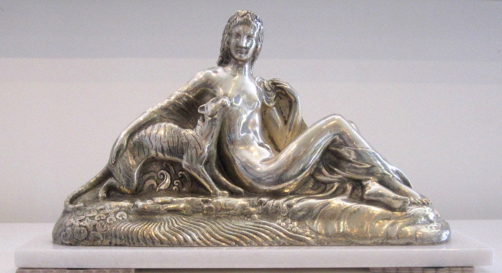 Outstanding and Exquisite Silvered Bronze Nude Sculpture by Gustave Gillot (1888-1965). This Bronze is also Marked 