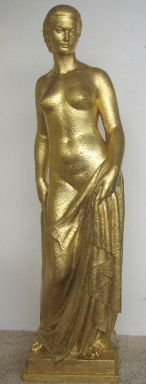 French Majestic Art Deco Nude Sculpture  by Jaime Duran