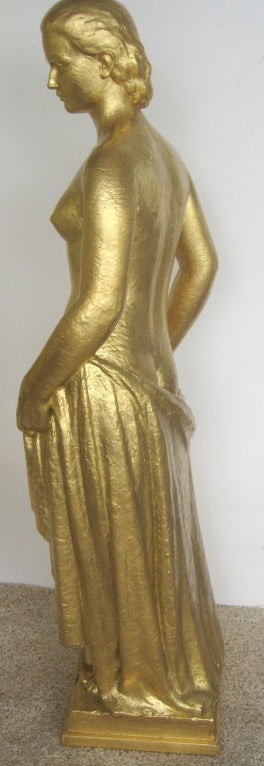 Mid-20th Century Majestic Art Deco Nude Sculpture  by Jaime Duran