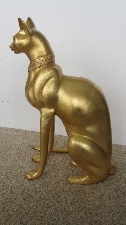 Mid-20th Century Egyptian Cat Sculpture by R. Viot For Sale