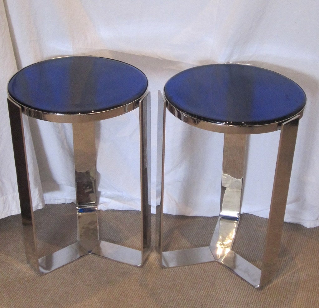 art deco blue glass table