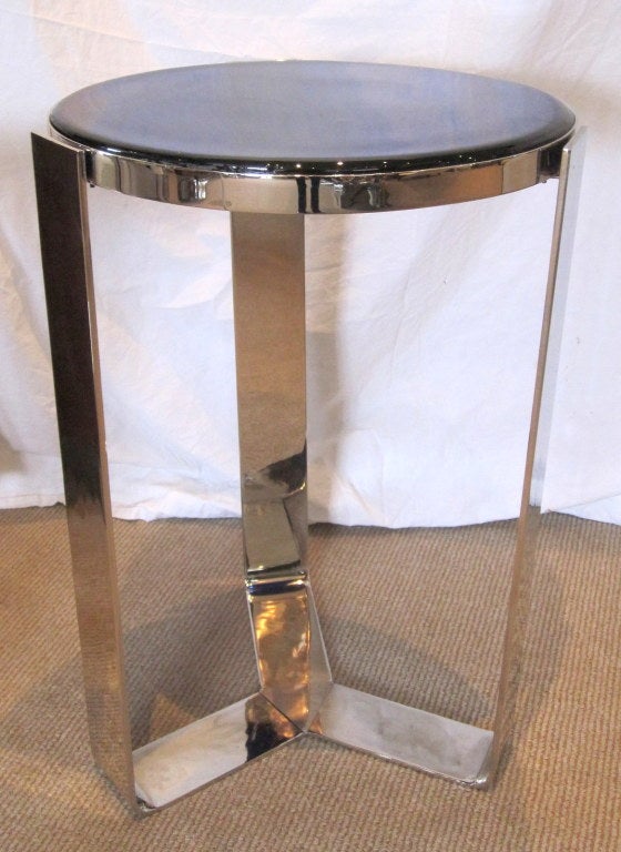 Pair of Stunning Blue Glass Art Deco Side Tables 4