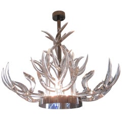 Stunning Lucite & Stainless Steel Chandelier 9