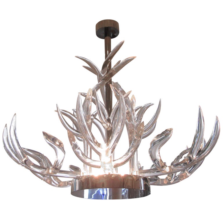 Stunning Lucite & Stainless Steel Chandelier