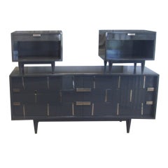 Sleek  Mid-Century 3 Pc. Sideboard and Tables Set
