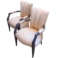 Pair of Elegant  French Art Deco Macassar Chairs