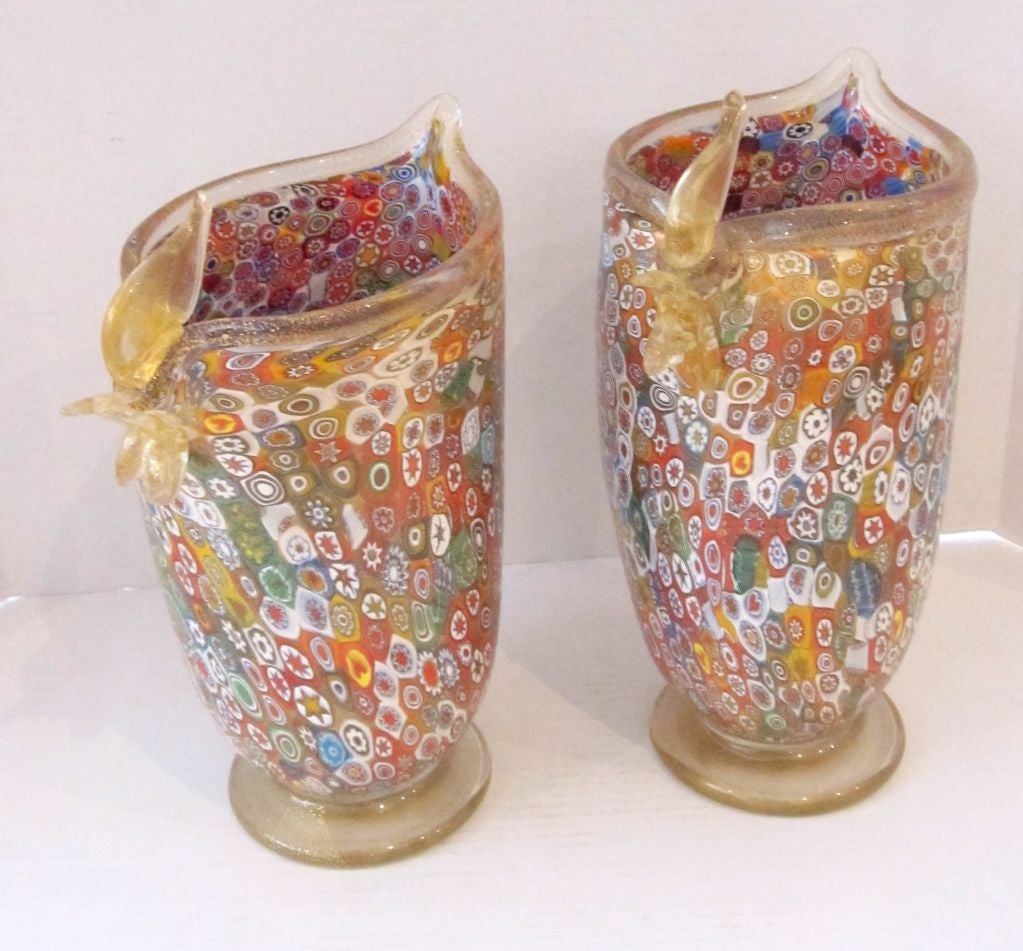 Ornate Gambaro & Poggi Murano Glass Vases 1