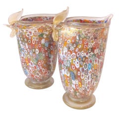 Vintage Ornate Gambaro & Poggi Murano Glass Vases