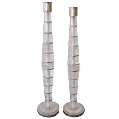 Pair of Polished Rock Crystal Candelsticks