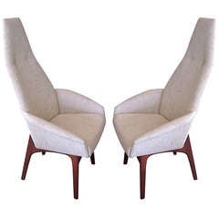 Vintage Pair of Mid-Century Adrian Pearsall High-Back Armchairs