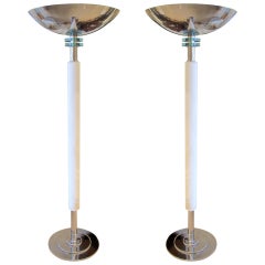 Pair of French Art Deco Parchment Floor Lamps