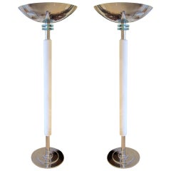 Pair of French Art Deco Parchment Floor Lamps