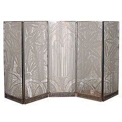 Carved Five Panel Screen inspired by Edgar Brandt