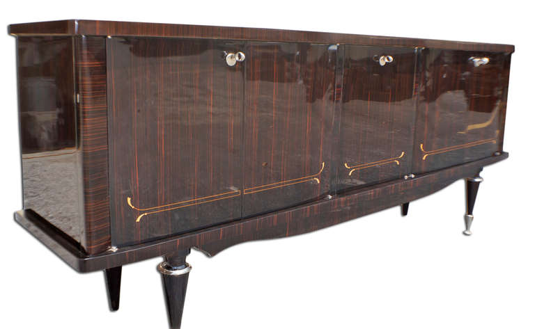 French Art Deco Macassar Credenza with Inlay 1