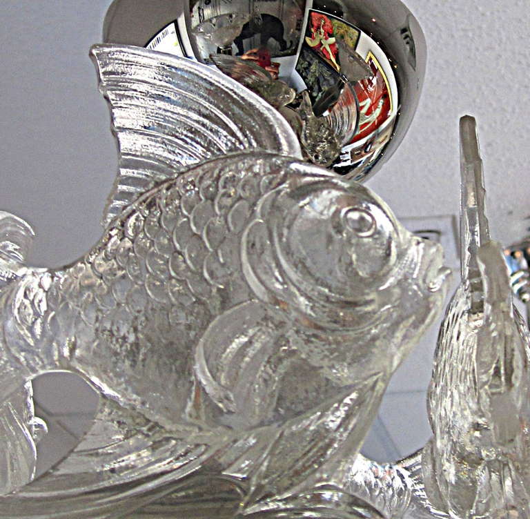 Glass French Art Deco Petitot Mermaid Chandelier
