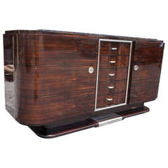 Buffet Art Déco français avec plateau en marbre Porter