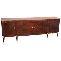 French Art Deco Palisander Wood Credenza with Inlay and Marquetry