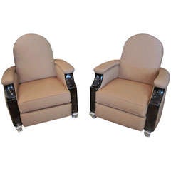 Pair of French Art Deco Club Chairs