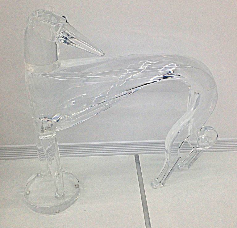 Modern Life-Size Lucite Borzoi Dog Sculpture