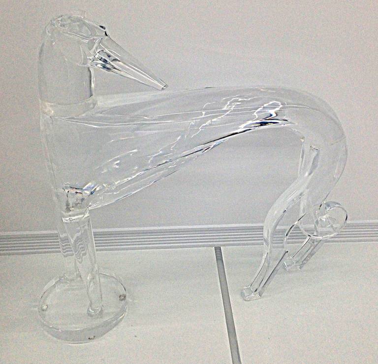 Life-Size Borzoi Hound of Hand Sculpted Lucite One of a Kind