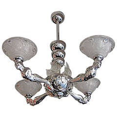 French Art Deco Petitot Mermaid Chandelier 2