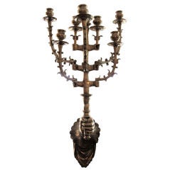 Mid-Century Silvered Bronze Candelabra Sconce