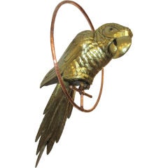 Vintage Sergio Bustamonte  Hanging Bronze Parrot Sculpture