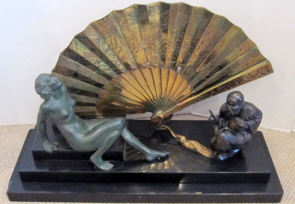 A Gorgeous French Art Deco Sculpture of Chinese Inspiration and Deco Glamor.
