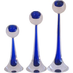 Retro Set of Cenedese Murano Glass Candlesticks