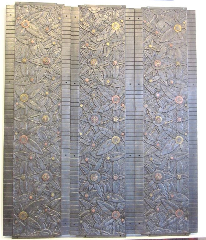 Edgar Brandt Style Art Deco Architectural Forged Iron Panels