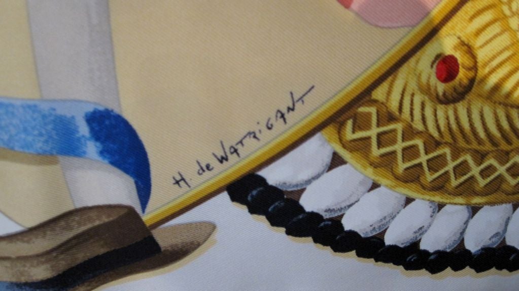 French Hermes-Watrigant Vintage Scarf Pillow