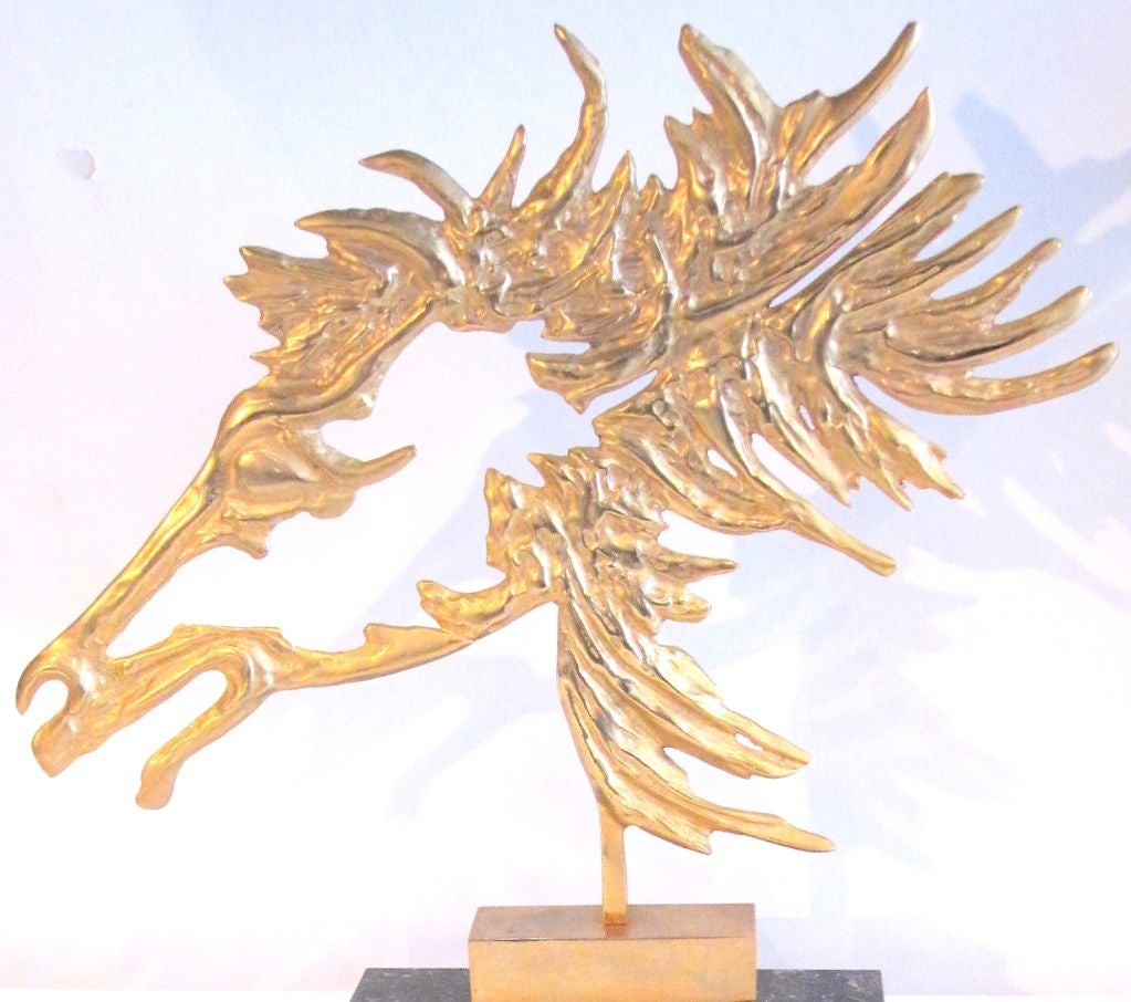 Metà XX secolo Cavallo modernista francese in bronzo su base di marmo, anni '50 circa in vendita