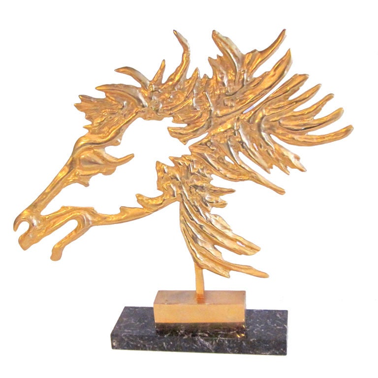 French Modernist Bronze Horse on Marble Base circa 1950's For Sale