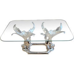 French Mid-Century Nickled Bronze Coffee Table