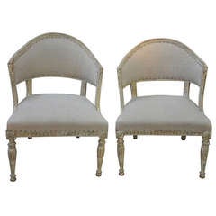 A Pair of Swedish Early 19th Century Barrel Back Armchairs circa 1820