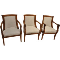 A PAIR OF FRENCH  WALNUT CONSULATE PERIOD CHAIRS