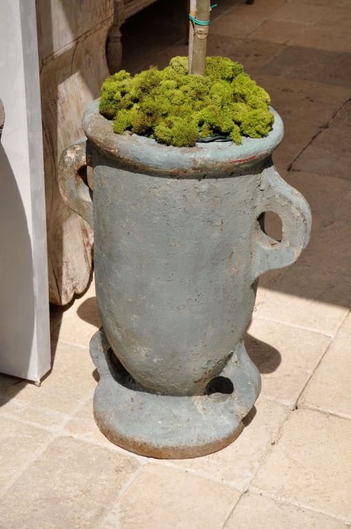 A Pair Of French Cast Iron Vases Original Colour