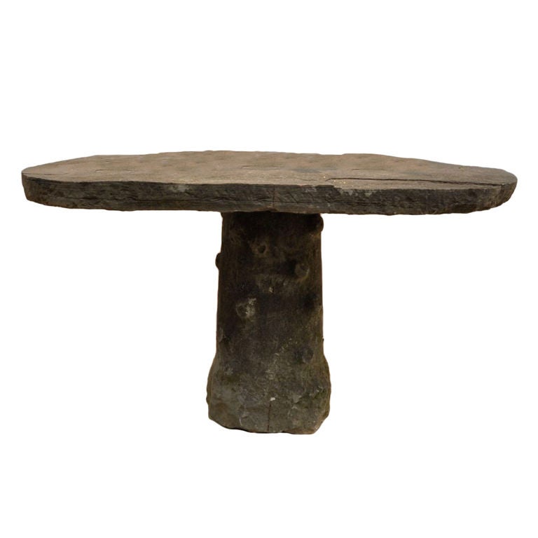 Italian Pietra Serena Oval Stone Table