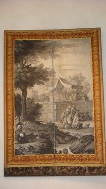French Four Panel 19c Papier Peint Screen History Of Greece