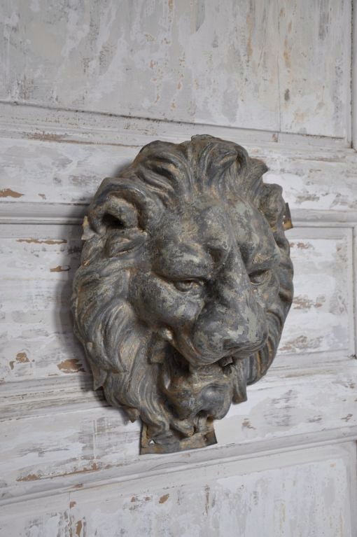 19th Century French Zinc Lion's Head