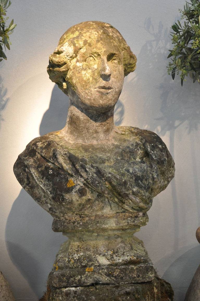 18th Century and Earlier French 18th Century Stone Sculpture of a Roman Head