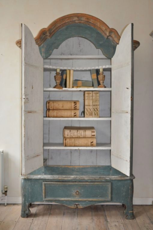A Swedish  Rococo Armoire with the Original Painted Decoration from the  Region the North of Sweden c.1790