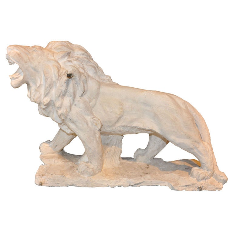 A French Nineteenth Century Plaster Lion C.1880 For Sale