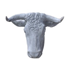 Antique French 19c Zinc Bull`s Head