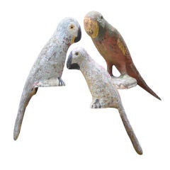Three Art Populaire Early 20c Parrots