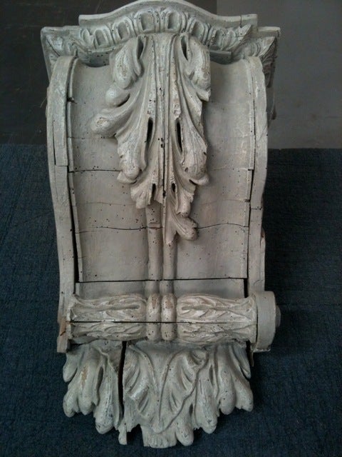 An exceptional  italian eighteenth century architectural wooden carving with the original painted decoration