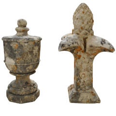 Two French 18c Limestone Finials