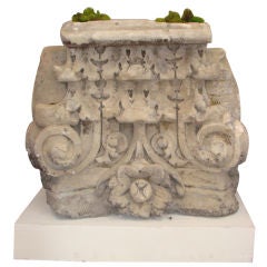 A Pair Of French  Carved Stone Corinthian Capitals