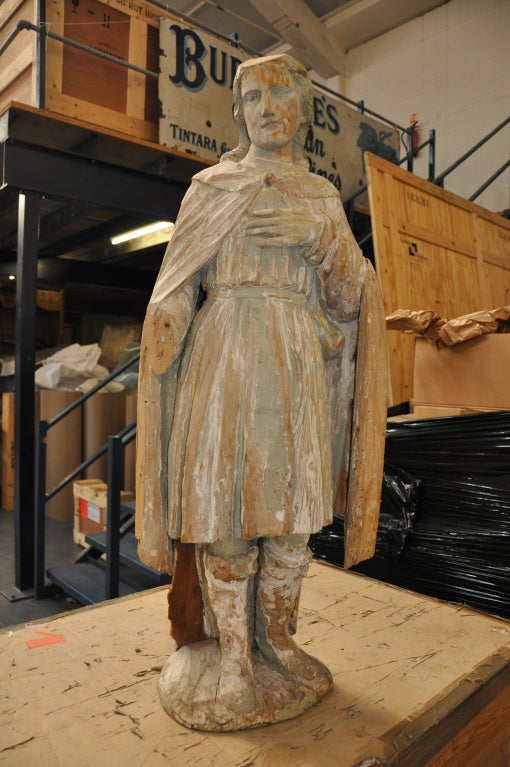 A French 18c Carved Wooden Statue of a Chevalier